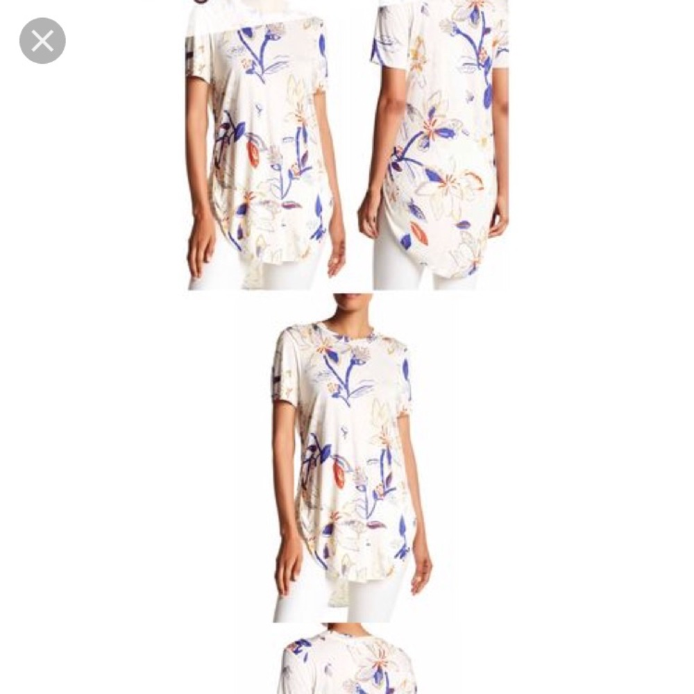 NWOT Philosophy Split Side Floral Tee